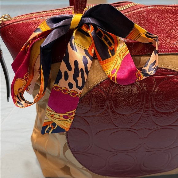 Coach Burgundy and Tan Signature Large Tote and now - Picture 7 of 9